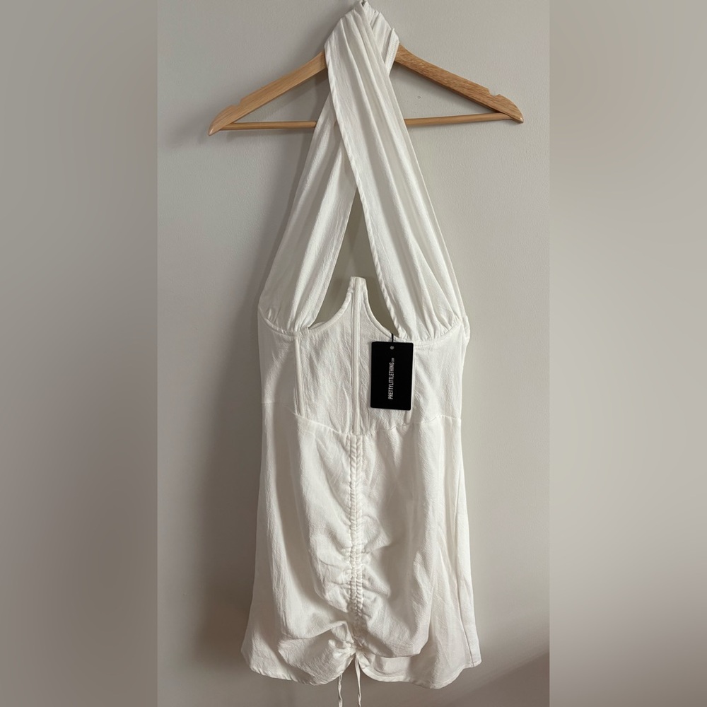 PrettyLittleThing Ivory Halter Dress For Bachelorette Size 10